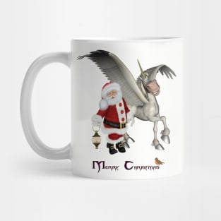 Cute Santa Claus with funny  pegasus Mug